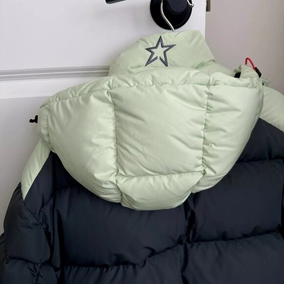 NEW PERFECT MOMENT Gray/Mint Hooded Down Ski Puffer Jacket Size M - Picture 4 of 11